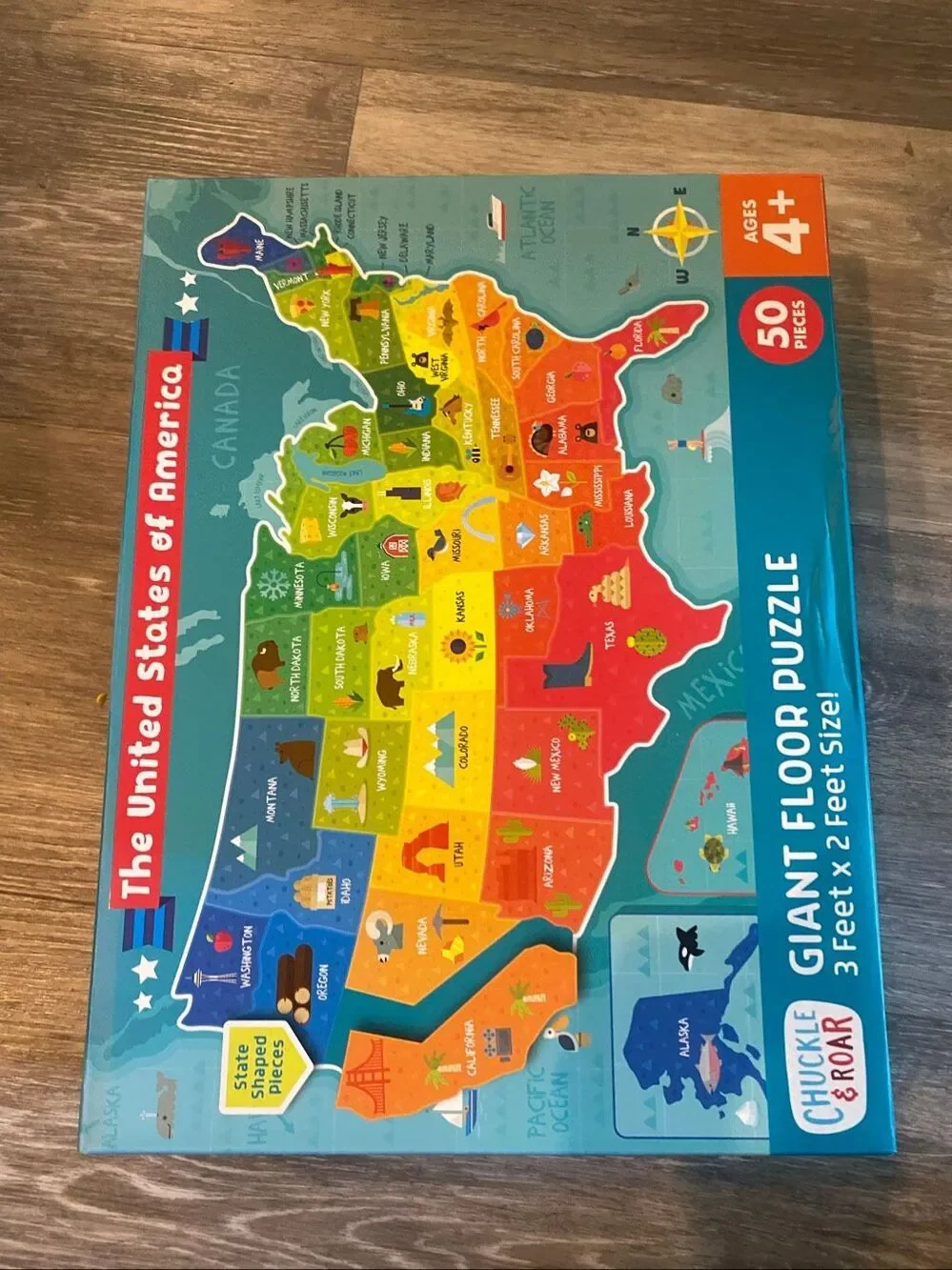 USA Map 50 Piece Jigsaw Floor Puzzle Chuckle and Roar